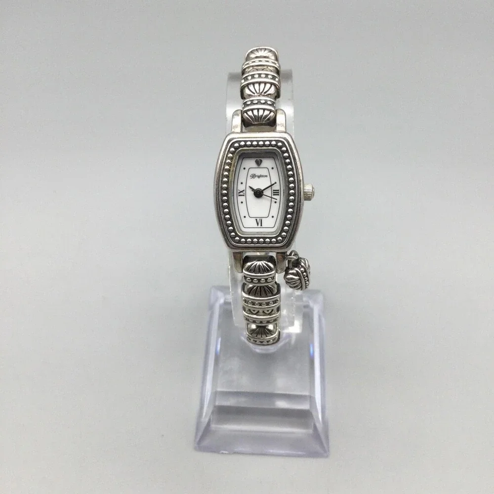 Brighton Arabia Womens Watch 18mm White Dial Silver Tone Hearts New Battery 8.5